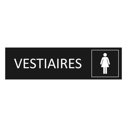 Plaque de porte Vestiaires femmes - aluminium noir  - 165 x 45 mm