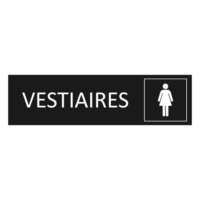 Plaque de porte Vestiaires femmes - aluminium noir  - 165 x 45 mm