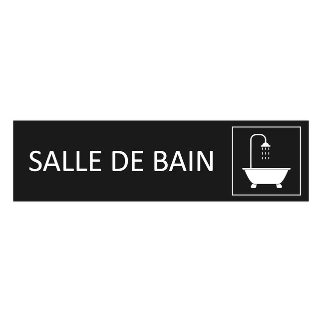 Plaque de porte Salle de bain - aluminium noir  - 165 x 45 mm