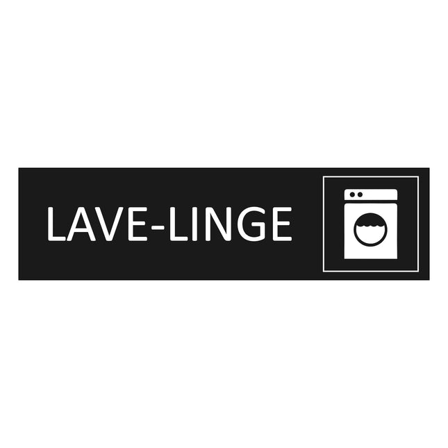 Plaque de porte Lave-linge - aluminium noir  - 165 x 45 mm