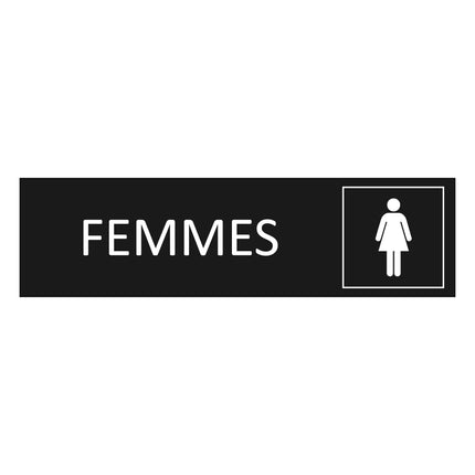 Plaque de porte Femmes - aluminium noir  - 165 x 45 mm