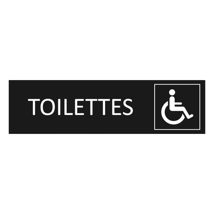 Plaque de porte Toilettes accessibles - aluminium noir  - 165 x 45 mm
