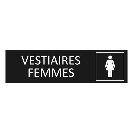 Plaque de porte Vestiaires femmes - aluminium noir  - 165 x 45 mm