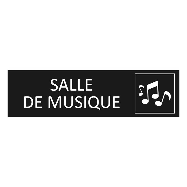 Plaque de porte Salle de musique - aluminium noir  - 165 x 45 mm
