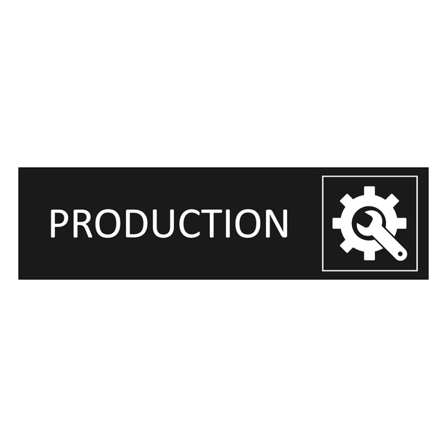 Plaque de porte Production - aluminium noir  - 165 x 45 mm