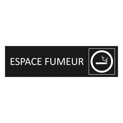 Plaque de porte Espace fumeur - aluminium noir  - 165 x 45 mm