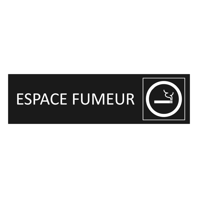 Plaque de porte Espace fumeur - aluminium noir  - 165 x 45 mm