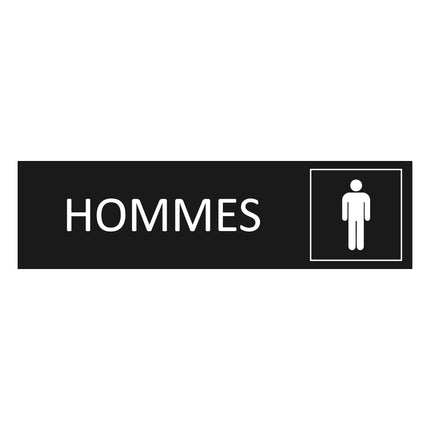Plaque de porte Hommes - aluminium noir  - 165 x 45 mm