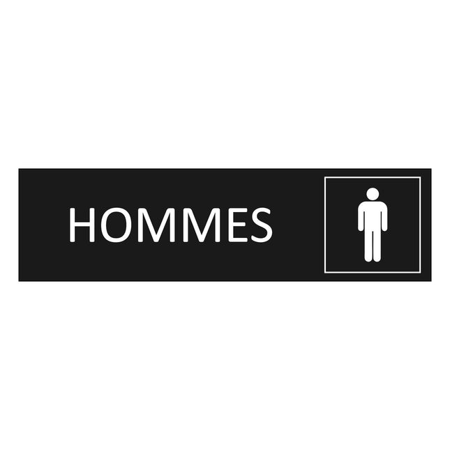 Plaque de porte Hommes - aluminium noir  - 165 x 45 mm