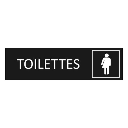 Plaque de porte Toilettes non genrées - aluminium noir  - 165 x 45 mm