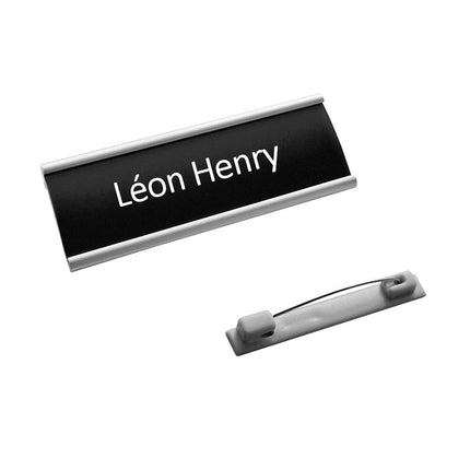 Badge nominatif aluminium Easy1 avec propre texte - 64 x 22 mm - par pièce