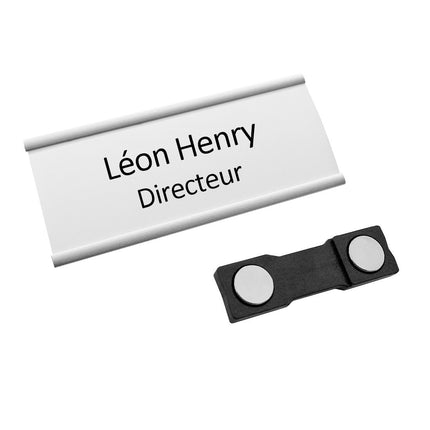 Badge nominatif aluminium Easy2 avec propre texte - 72 x 30 mm - par pièce