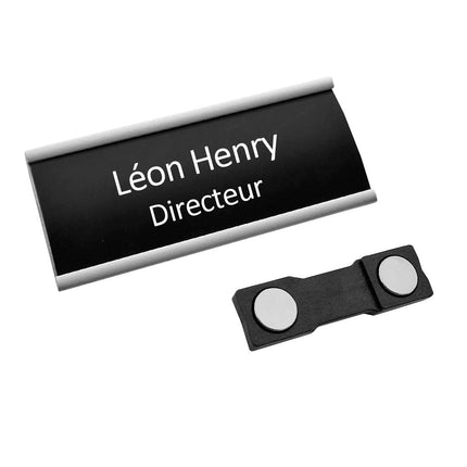 Badge nominatif aluminium Easy2 avec propre texte - 72 x 30 mm - par pièce