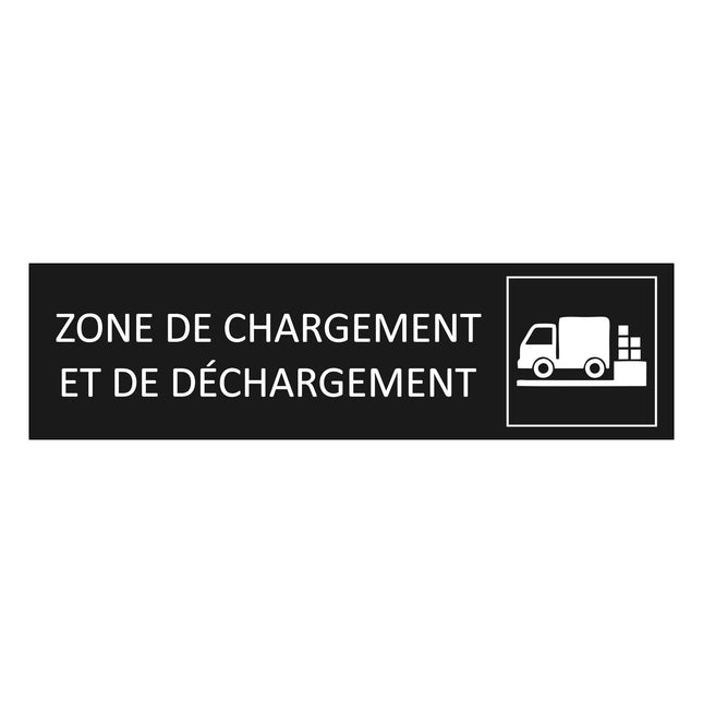 Plaque de porte  Zone de chargement et de déchargement - aluminium noir  - 165 x 45 mm