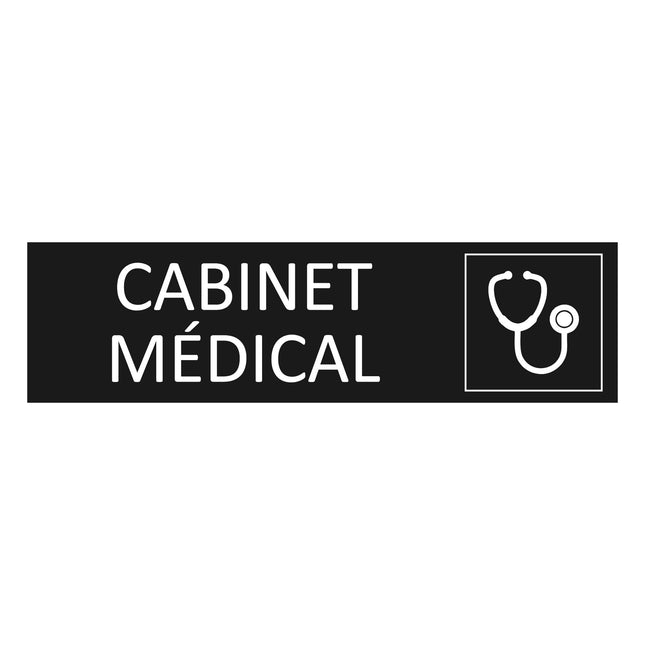 Plaque de porte Cabinet médical - aluminium noir  - 165 x 45 mm