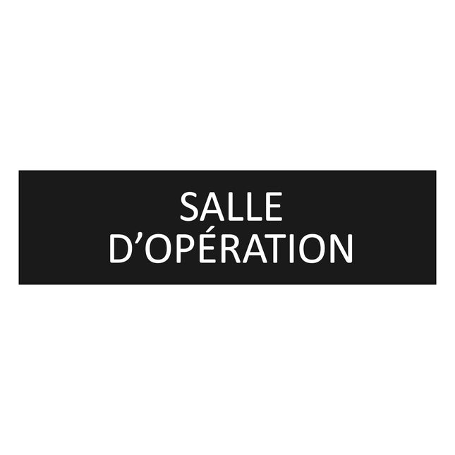 Plaque de porte Salle d'opération - aluminium noir  - 165 x 45 mm