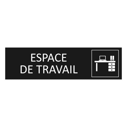 Plaque de porte Espace de travail - aluminium noir  - 165 x 45 mm