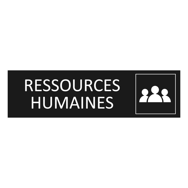 Plaque de porte Ressources humaines - aluminium noir  - 165 x 45 mm