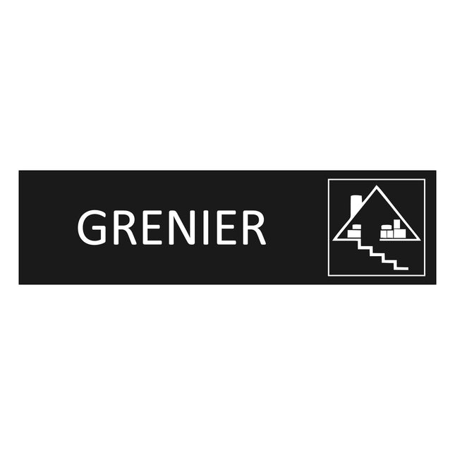 Plaque de porte Grenier - aluminium noir  - 165 x 45 mm