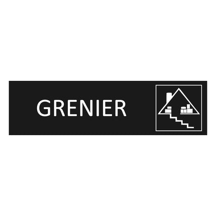 Plaque de porte Grenier - aluminium noir  - 165 x 45 mm