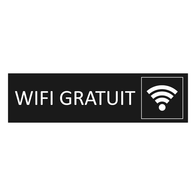 Plaque de porte Wifi gratuit - aluminium noir  - 165 x 45 mm