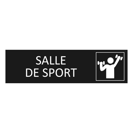 Plaque de porte Salle de sport - aluminium noir  - 165 x 45 mm