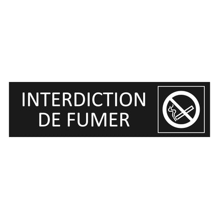 Plaque de porte Interdiction de fumer - aluminium noir  - 165 x 45 mm