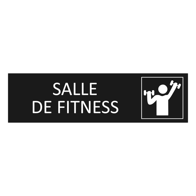 Plaque de porte Salle de fitness - aluminium noir  - 165 x 45 mm