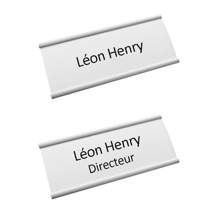 Badge nominatif aluminium Easy2 avec propre texte - 72 x 30 mm - par pièce