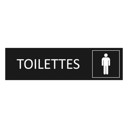 Plaque de porte Toilettes hommes - aluminium noir  - 165 x 45 mm