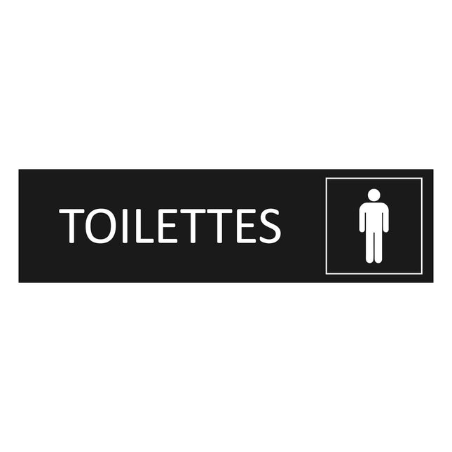 Plaque de porte Toilettes hommes - aluminium noir  - 165 x 45 mm
