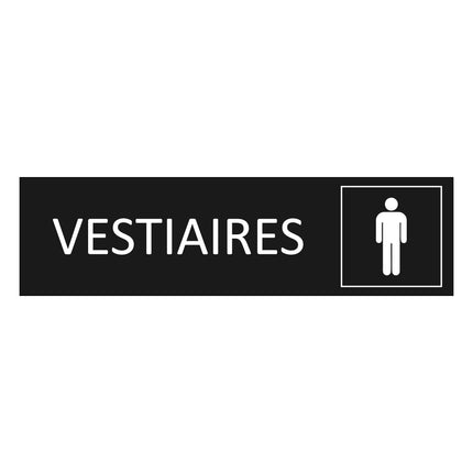 Plaque de porte Vestiaires hommes - aluminium noir  - 165 x 45 mm