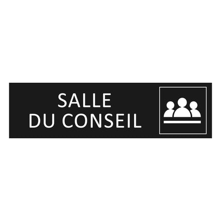 Plaque de porte Salle du conseil - aluminium noir  - 165 x 45 mm