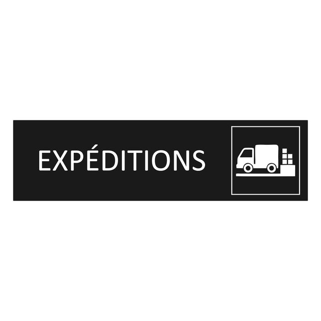 Plaque de porte Expéditions - aluminium noir  - 165 x 45 mm