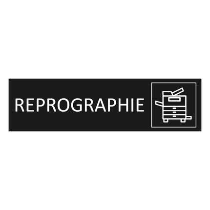 Plaque de porte Reprographie - aluminium noir  - 165 x 45 mm
