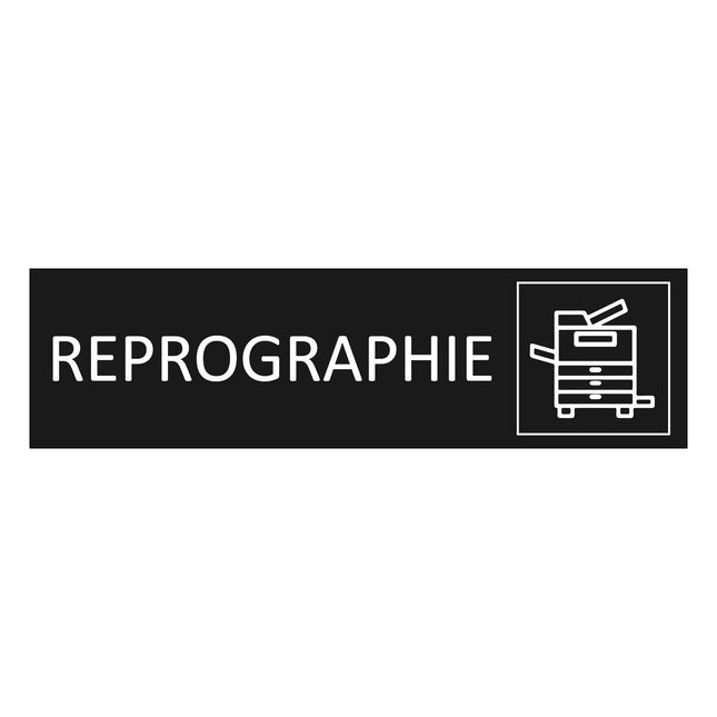 Plaque de porte Reprographie - aluminium noir  - 165 x 45 mm