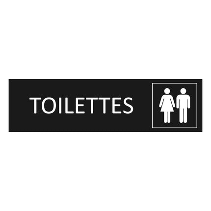 Plaque de porte Toilettes - aluminium noir  - 165 x 45 mm