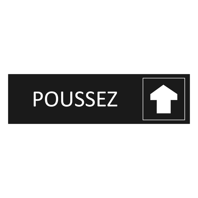 Plaque de porte Poussez - aluminium noir  - 165 x 45 mm