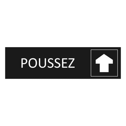 Plaque de porte Poussez - aluminium noir  - 165 x 45 mm