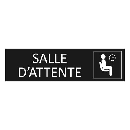 Plaque de porte Salle d'attente - aluminium noir  - 165 x 45 mm