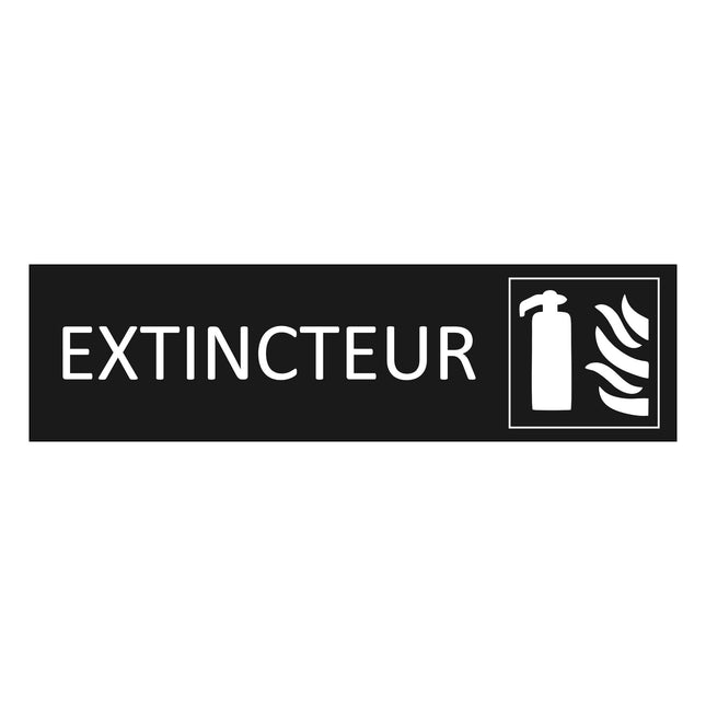 Plaque de porte Extincteur - aluminium noir  - 165 x 45 mm