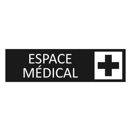 Plaque de porte Espace médical - aluminium noir  - 165 x 45 mm