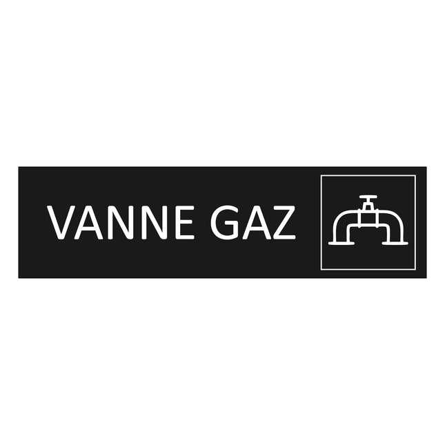 Plaque de porte Vanne gaz - aluminium noir  - 165 x 45 mm