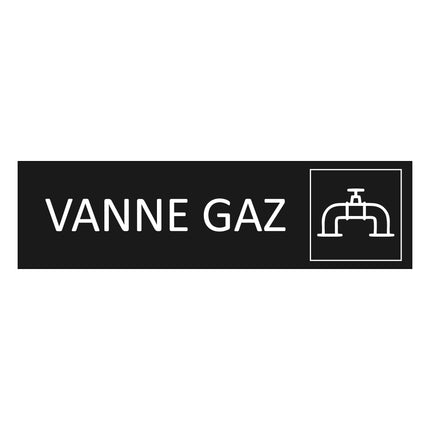 Plaque de porte Vanne gaz - aluminium noir  - 165 x 45 mm