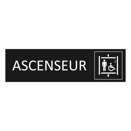 Plaque de porte Ascenseur - aluminium noir  - 165 x 45 mm