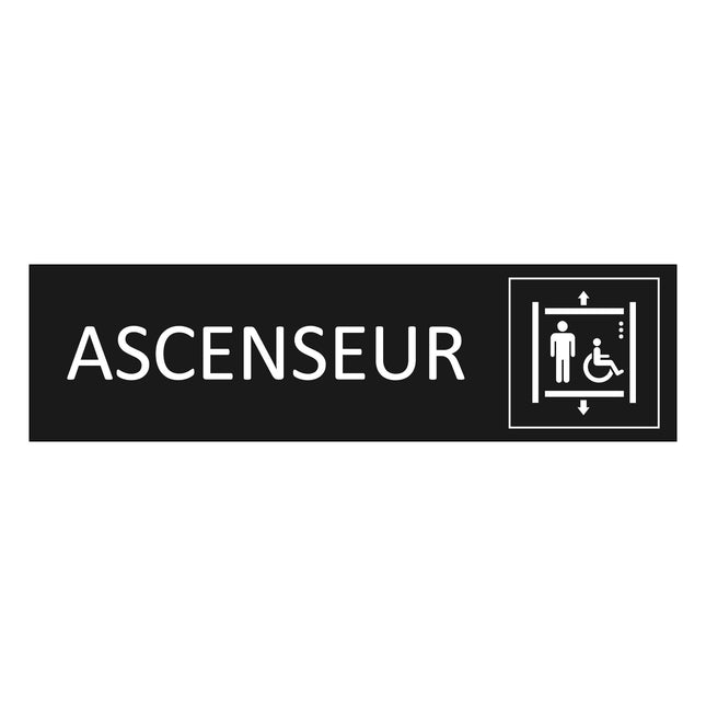 Plaque de porte Ascenseur - aluminium noir  - 165 x 45 mm