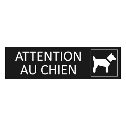 Plaque de porte Attention au chien - aluminium noir  - 165 x 45 mm