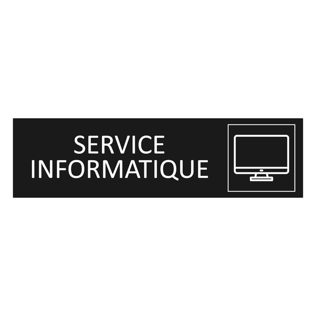 Plaque de porte Service informatique - aluminium noir  - 165 x 45 mm