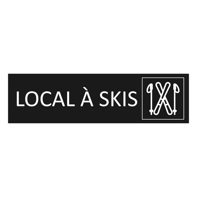 Plaque de porte Local à skis - aluminium noir  - 165 x 45 mm