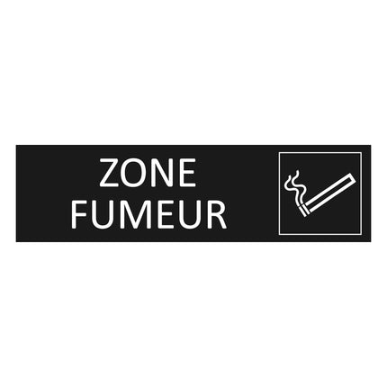 Plaque de porte Zone fumeur - aluminium noir  - 165 x 45 mm